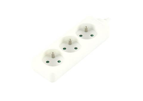 LOGON 3-WAY POWER STRIP: WHITE - 16A - 1,5M CABLE