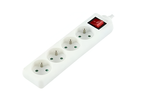 LOGON 4-WAY POWER STRIP: WHITE - ON/OFFSWITCH - 1,5M CABLE