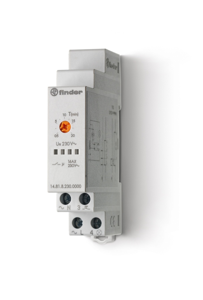 FINDER MINUTERIE CAGE D'ESCALIER MONOFONCTION - - 1NO 16A 230V BORNES SUR LE MÊME COTE