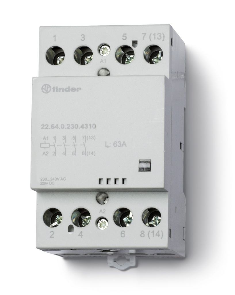 FINDER CONTACTEUR MODULAIRE 4NO 63A 230V - - AC/DC INDICATEUR MECA