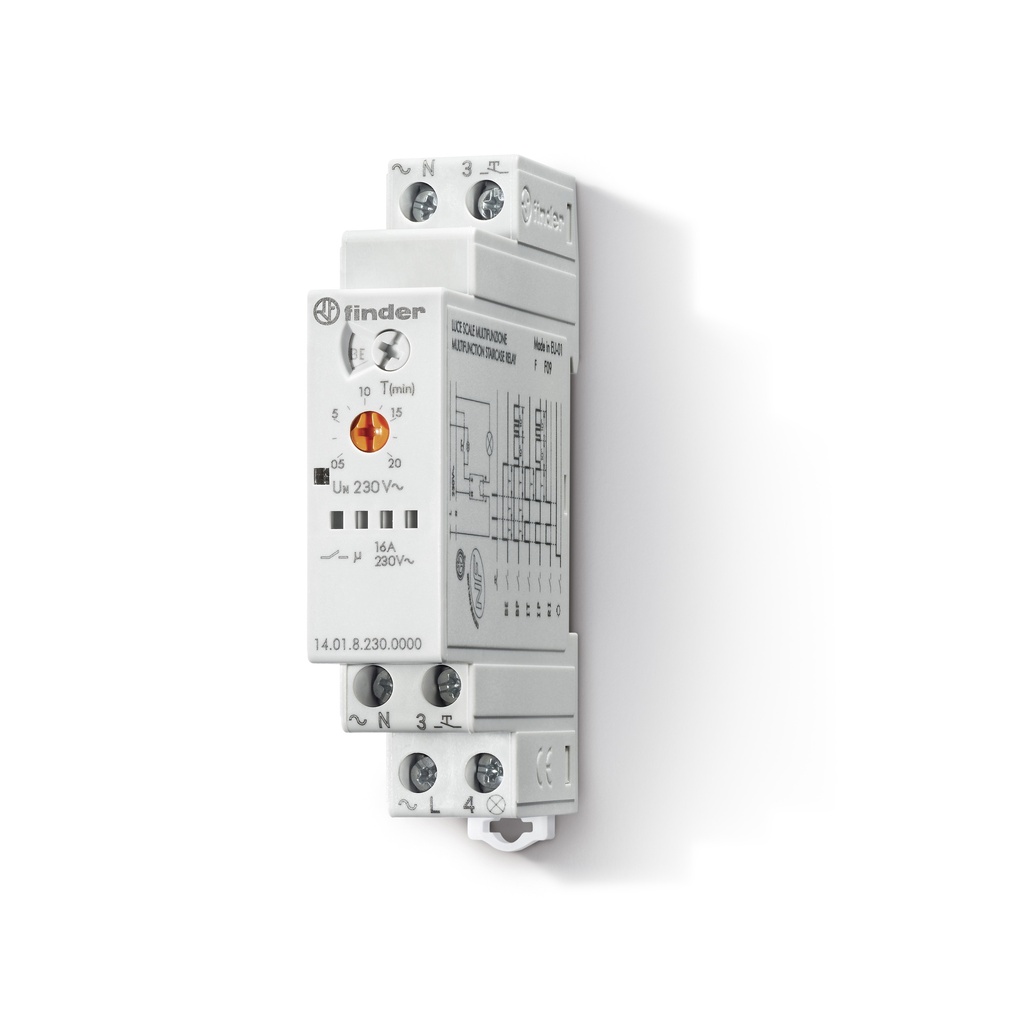 FINDER TRAPPENLOOPTIMER 8 FUNCTIES - 1 NR 16A 230V 30S TOT 20 MINUTEN