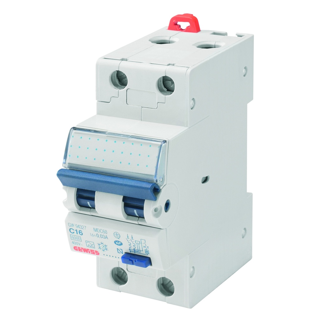 GEWISS DISJONCTEUR DIFFERENTIEL 1P+N C6 6KA A 3 0MA 2M