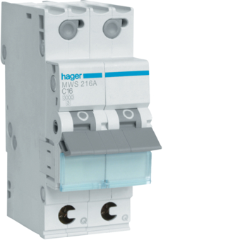 HAGER STROOMONDERBREKER  3KA - C - 2P - 16A - 2M - QC  