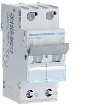 HAGER STROOMONDERBREKER  3KA - C - 2P - 10A - 2M - QC  
