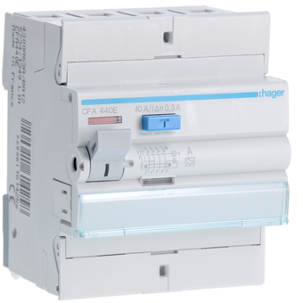 HAGER DIFFERENTIEELSCHAKELAAR 4P 40A 300MA TYPE A  