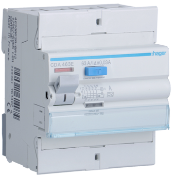 HAGER INTERRUPTEUR DIFFERENTIEL 4P 63A 30MA TY PE A  