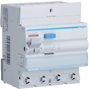 HAGER INTERRUPTEUR DIFFERENTIEL 4P 40A 30MA TY PE A QC 