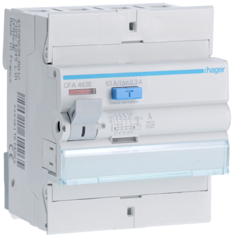 HAGER DIFFERENTIEELSCHAKELAAR 4P 63A 300MA TYPE A  