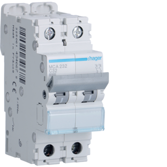 HAGER DISJONCTEUR 6KA - C - 2P - 32A - 2M.