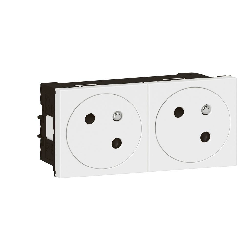 LEGRAND MOS.LINK PRISE 2X2P+T AFFL. 45°-4 MOD BL ANC