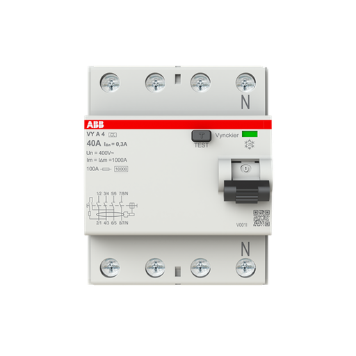 [ABB2CSF704157R3400] ABB INT DIFFERENTIEL TYPE A VY 4P 40A 300MA - DIFF
