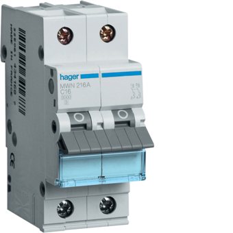 [HAGMWN216A] HAGER DISJONCTEUR 3KA - C - 2P - 16A - 2M  