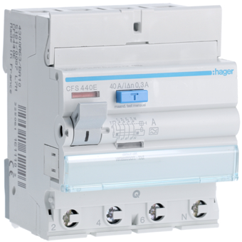 [HAGCFS440E] HAGER DIFFERENTIEELSCHAKELAAR 4P 40A 300MA TYPE A QC 