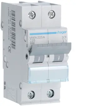 [HAGMWN225A] HAGER STROOMONDERBREKER  3KA - C - 2P - 25A - 2M  