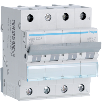 [HAGMWN620A] HAGER DISJONCTEUR 3KA - C - 3P+N - 20A - 4M  