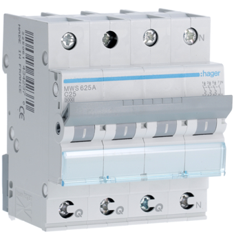 [HAGMWS625A] HAGER DISJONCTEUR 3KA - C - 3P+N - 25A - 4M - QC 
