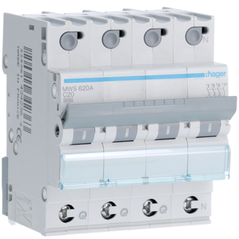 [HAGMWS620A] HAGER DISJONCTEUR 3KA - C - 3P+N - 20A - 4M - QC 
