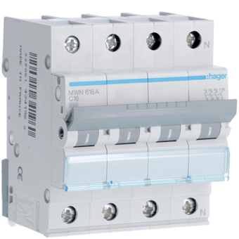 [HAGMWN616A] HAGER DISJONCTEUR 3KA - C - 3P+N - 16A - 4M  