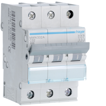 [HAGMWN332A] HAGER STROOMONDERBREKER  3KA - C - 3P - 32A - 3M  