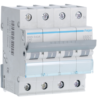 [HAGMWN640A] HAGER STROOMONDERBREKER  3KA - C - 3P+N - 40A - 4M  
