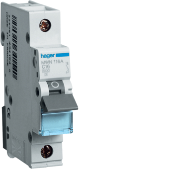 [HAGMWN116A] HAGER STROOMONDERBREKER  3KA - C - 1P - 16A - 1M  