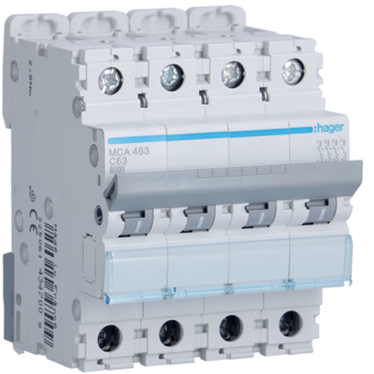 [HAGMCA463] HAGER STROOMONDERBREKER  6KA - C - 4P - 63A - 4M.