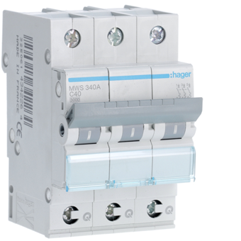 [HAGMWS340A] HAGER STROOMONDERBREKER  3KA - C - 3P - 40A - 3M - QC  