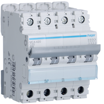 [HAGMCA420] HAGER STROOMONDERBREKER  6KA - C - 4P - 20A - 4M.